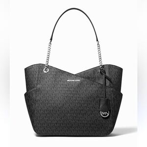 MICHAEL KORS SHOULDER TOTE BAG PURS SATCHEL IN DARK GRAY AND BLACKK